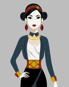 Asian woman fashion style on a gray background vector