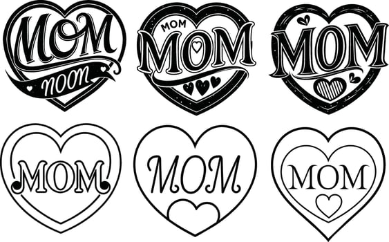 6 pics A hand-drawn heart and the text I love you, Mom illustration. Happy Mothers Day vector