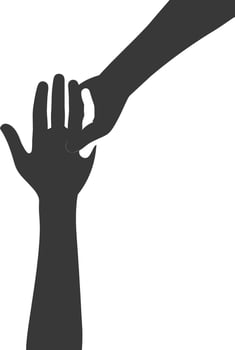 Silhouette Joining Hands holding in Harmony and Peace Between Races vector