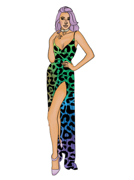 Watercolor fashion illustration, young sexy woman with long hair in a stylish dress with bare shoulders. Modern woman illustration. png