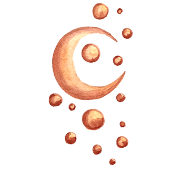 Color watercolor circle dots and moon. png