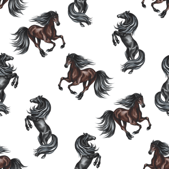 Seamless pattern with horses. Watercolor painted by hand. For printing, textiles and labels. png