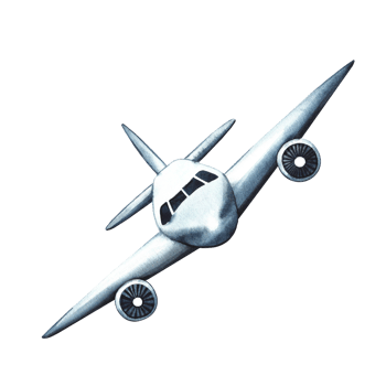 Passenger plane. Isolate. Watercolor hand drawn illustration. Designed for flyers, banners, postcards. For invitations, posters, labels and packaging. For stickers, prints. png