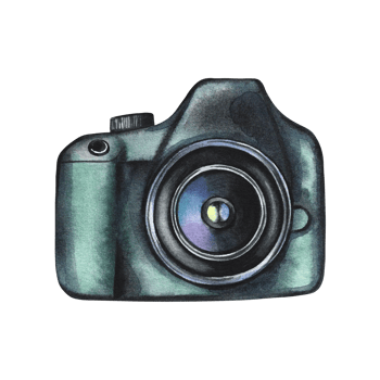 Camera. Isolated. Watercolor hand drawn illustration. Designed for flyers, banners and postcards. For invitations, posters and labels. for stickers and prints. png
