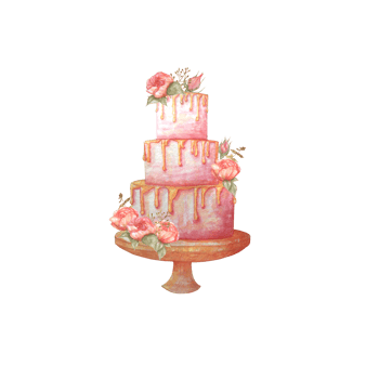 Watercolor wedding cakes clip art set png