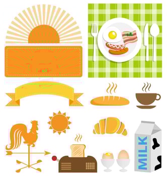 cute cartoon breakfast for coffee and bakery for cafe menu morning concept vector