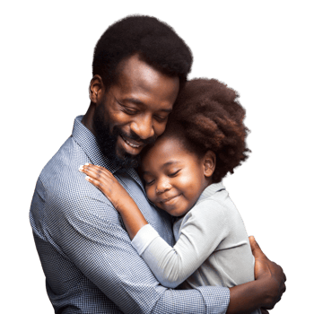 Father-daughter embrace with a transparent background png