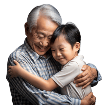 Tender embrace between grandfather and grandchild png
