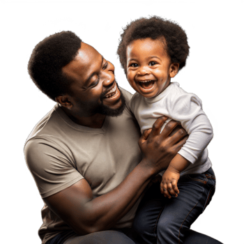 Moment of a father having a joyful time with his little son on a transparent background. png