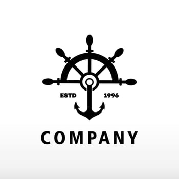 logo design Ship anchor and steering wheel vector