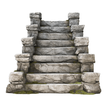 Long stone steps isolated on transparent background png