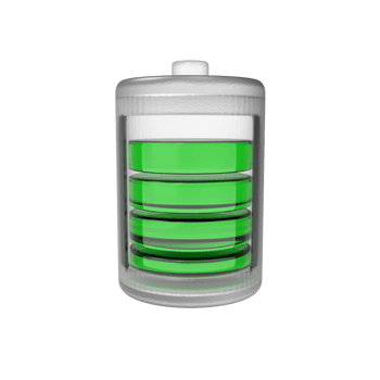 a battery with green percent on a transparent background png