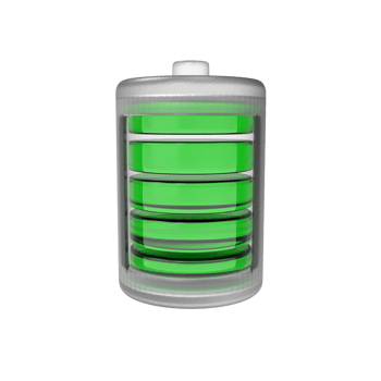 a battery with green 100 percent on a transparent background png