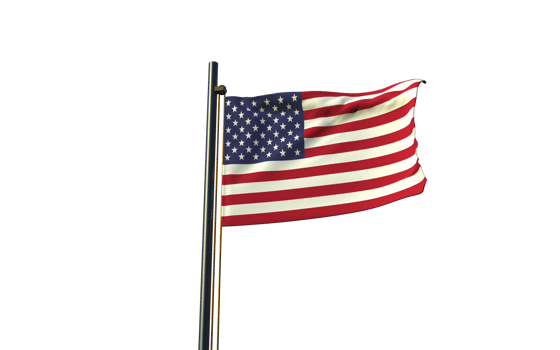 american flag waving on a pole on a transparent background png