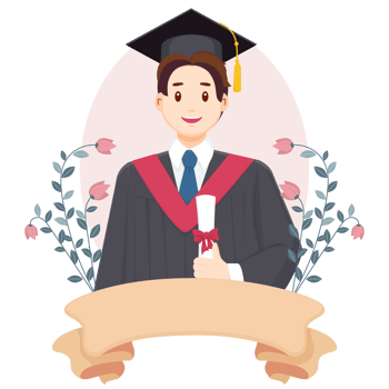 Graduate holding diploma certificate with ribbon png