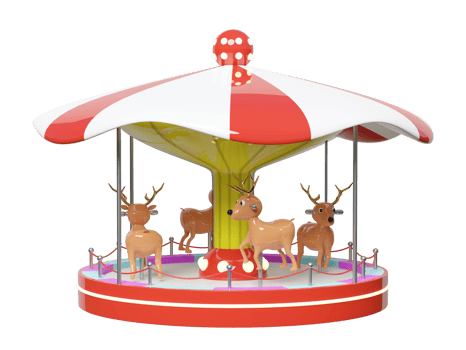 Carousel or merry go round with deer isolated. 3d render illustration png