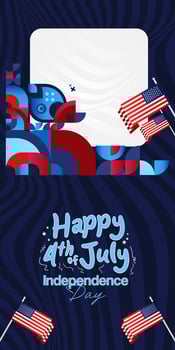 United States Independence Day banner in colorful modern geometric style. USA National Day greeting card cover on 4th of July with country flag. Vertical backgrounds for celebrating national holidays vector