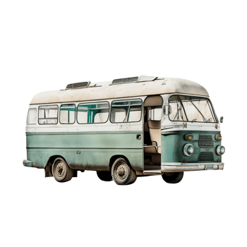 Travel bus on transparent background, png