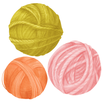 A collection of assorted yarn skeins. Yarn balls crafted from cotton and wool. green, orange and pink. Watercolor isolated elements for crafting enthusiasts, textile designs, and knitting tutorials png