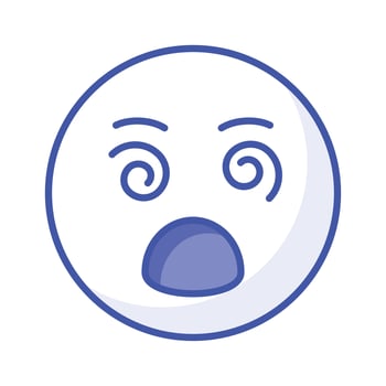 Dizzy emoji icon, dizziness expression design vector