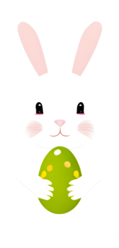 A cute Easter bunny with egg clipart. Ai-Generated. png