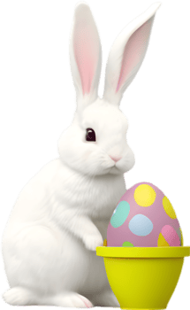 A cute Easter bunny with egg clipart. Ai-Generated. png