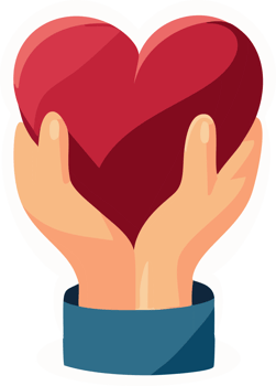 two hands holding heart. Generated AI png