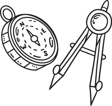 Compass Isolated Coloring Page for Kids vector