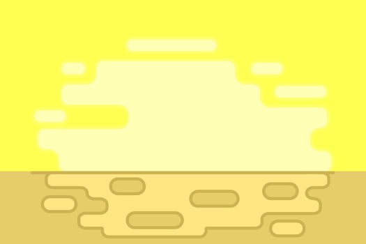 Game-style desert backdrop. Non-Detailed Landscape. Background of sand and sunny sky. Hot in the Sahara. Yellow shades and strokes. Empty, no people or objects. illustration vector