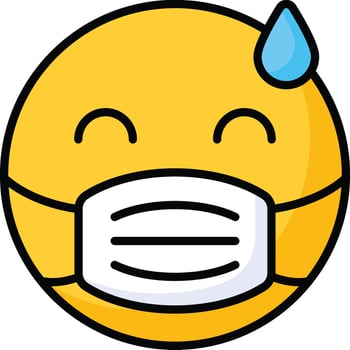 Ill emoji design, face mask on emoji face vector