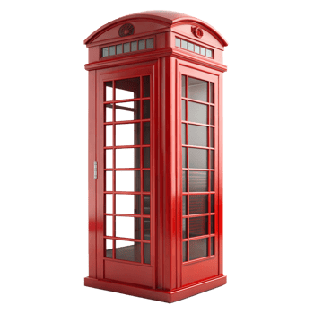 Iconic red telephone booth on a transparent background png