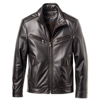 Stylish black leather jacket with modern design elements png