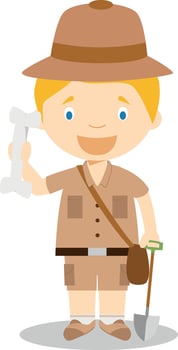 Cute cartoon illustration of an archaeologist vector