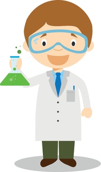 Cute cartoon illustration of a scientist vector