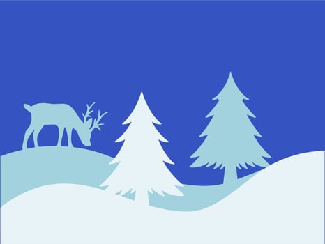 Christmas Background Tree and Deer Illustration vector