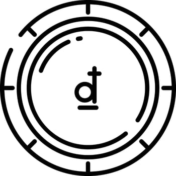 Dong coin outline illustration vector