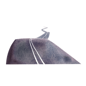 Paved road. A hand-drawn watercolor illustration. The road goes into perspective. Isolate. Designed for flyers, banners and postcards. For invitations, posters and stickers. for stickers and prints. png