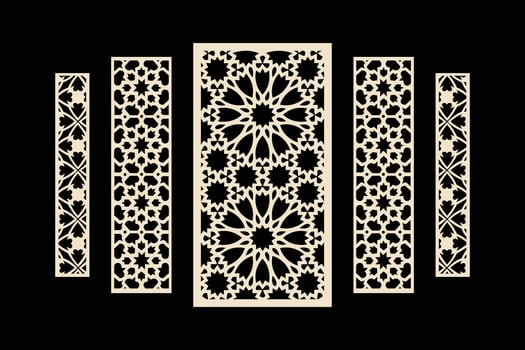 Laser and cnc cutting panels template. Decorative die cut pattern vector
