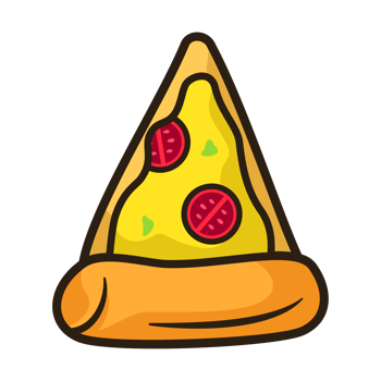 Pizza slice cartoon flat design illustration png