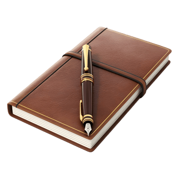 Fountain Pen with Book on Transparent background png