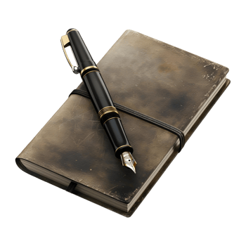 Fountain Pen with Book on Transparent background png