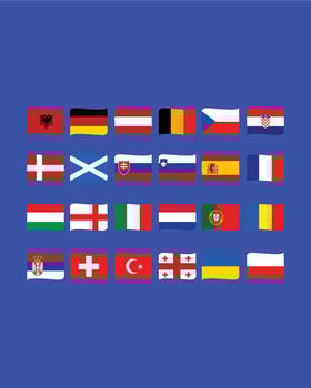 European Football 2024 Teams Flags Ribbon Abstract Design Symbol European Football Nations Countries illustration vector