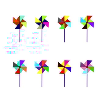 Colorful paper windmill pinwheel. kids toy coloring. vector