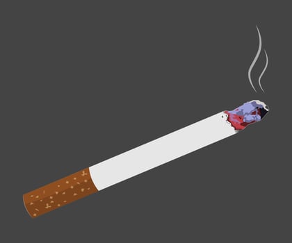 burning cigarette on black background. vector