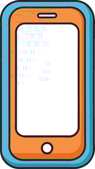 Doodle Phone Frame, a cartoon blue and orange phone, Transparent Screen and Background vector