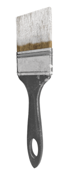 Paintbrush, stained with white paint on the top, for creating scenery png
