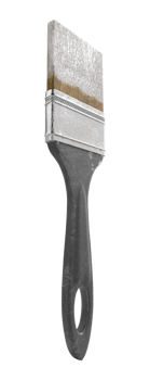 Paintbrush, stained with white paint on the top, for creating scenery png