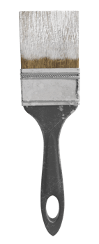 Paintbrush, stained with white paint on the top, for creating scenery png