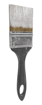 Paintbrush, stained with white paint on the top, for creating scenery png