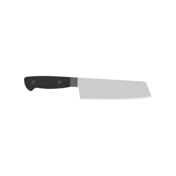 nakiri japanese chef knife flat design illustration isolated on white background. Sharp chef's tool with steel blade, wooden handle. A simple culinary sketch, chopper for cutting meat, fish vector